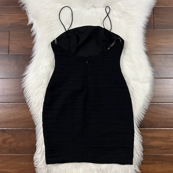 Free People X Fame and Partners Size 2 Black Crinkle Ruched Mini Dress - Picture 7 of 10